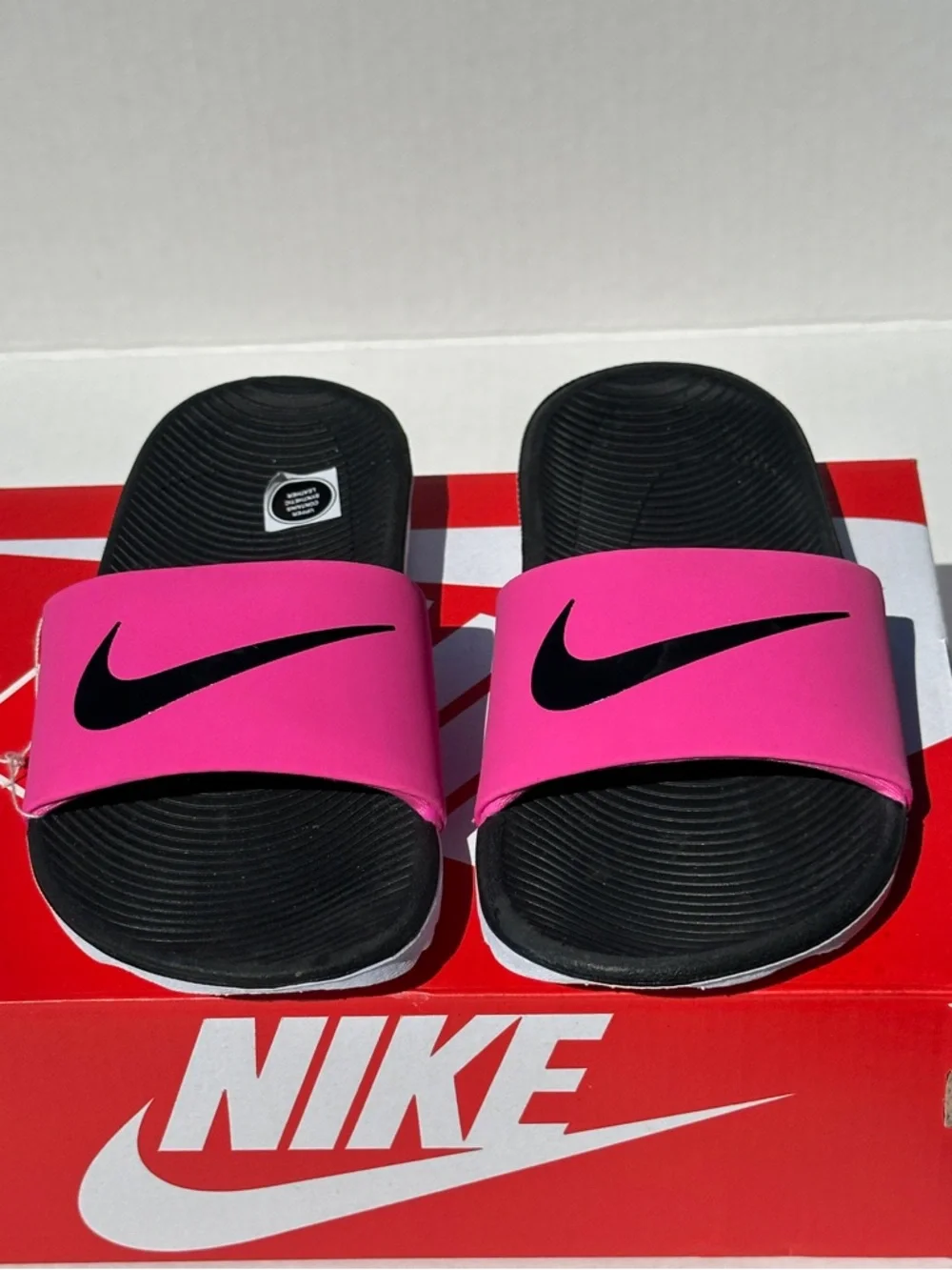 Nike Pink Fuschsia Girls Kawa Slide Sandal Flip Flop - Youth Kids 11C and 1Y